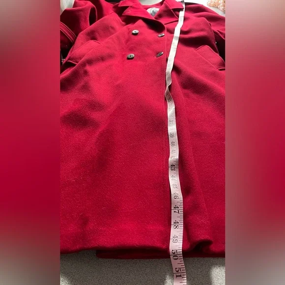 DIANA CHARLES Elegant Red Wool Cashmere Blend Coat Size 11/12 - Picture 10 of 16
